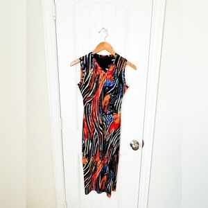 Daniela Corte Multicolor Bodycon Midi Dress Size Small